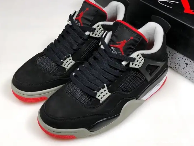 Official Maikesneakers 4 RETRO BLACK CEMENT JORDAN 308497-060 0516